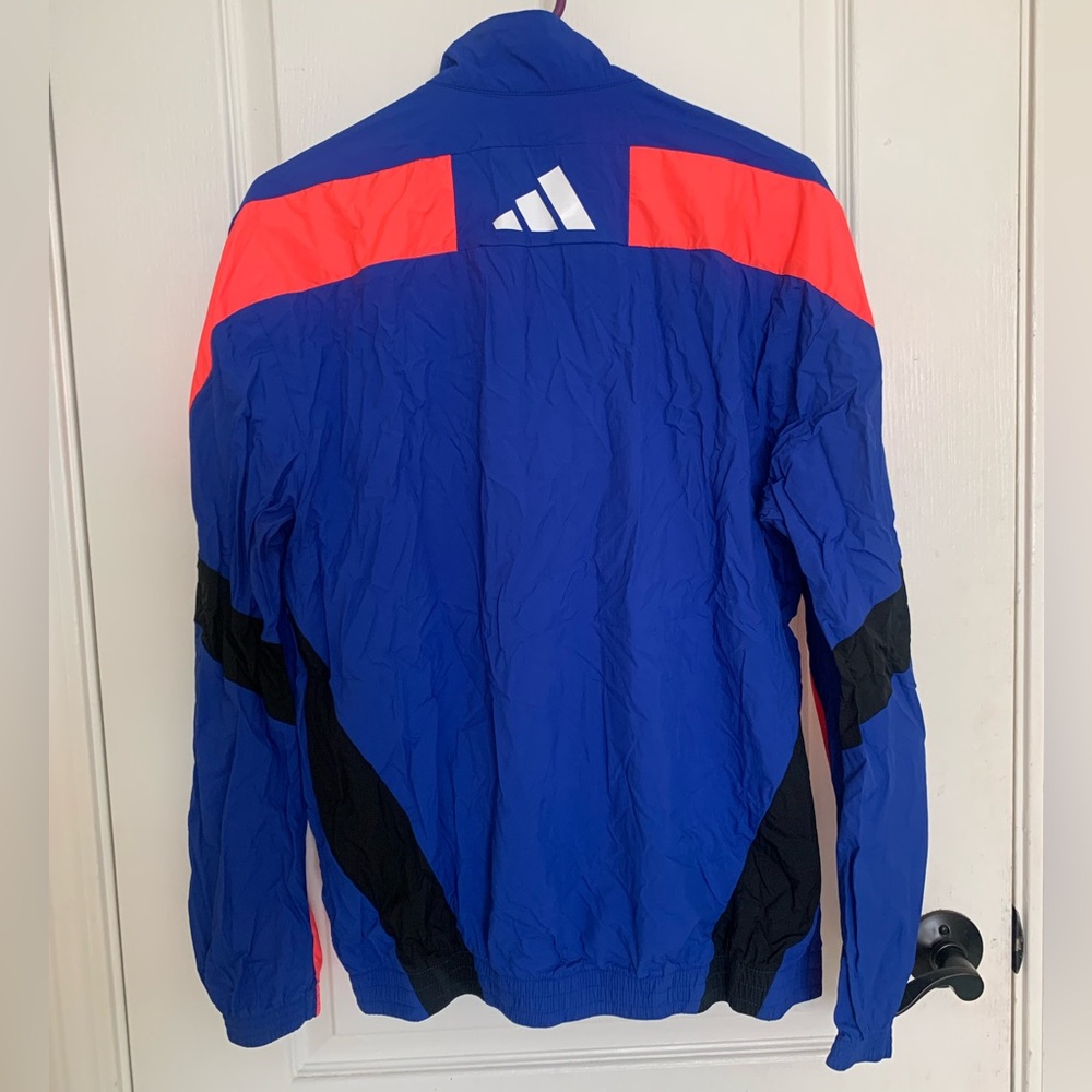 Adidas Woven Tape Jacket Water Resistant Wind Breaker - Men’s Small - Royal Blue - Picture 4 of 16